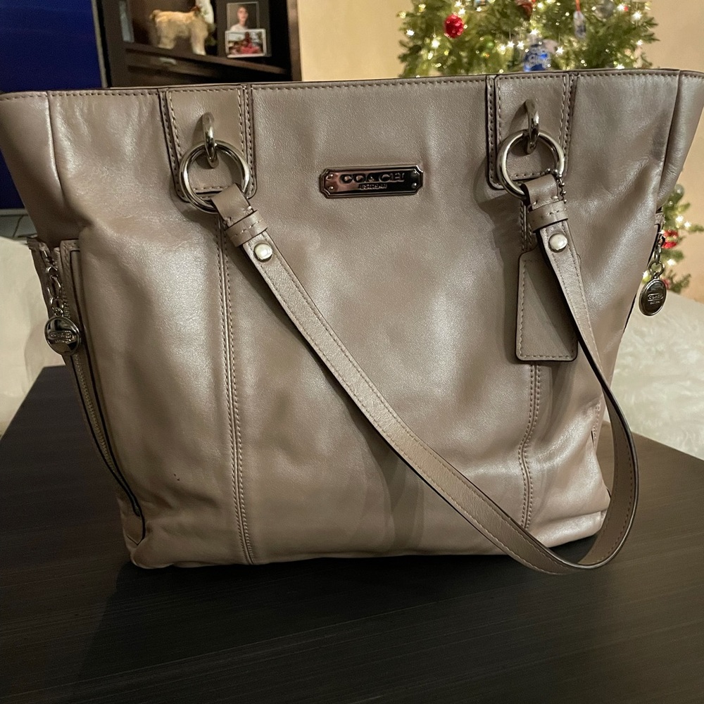 Coach Tan/Cream Neutral Metallic Tote